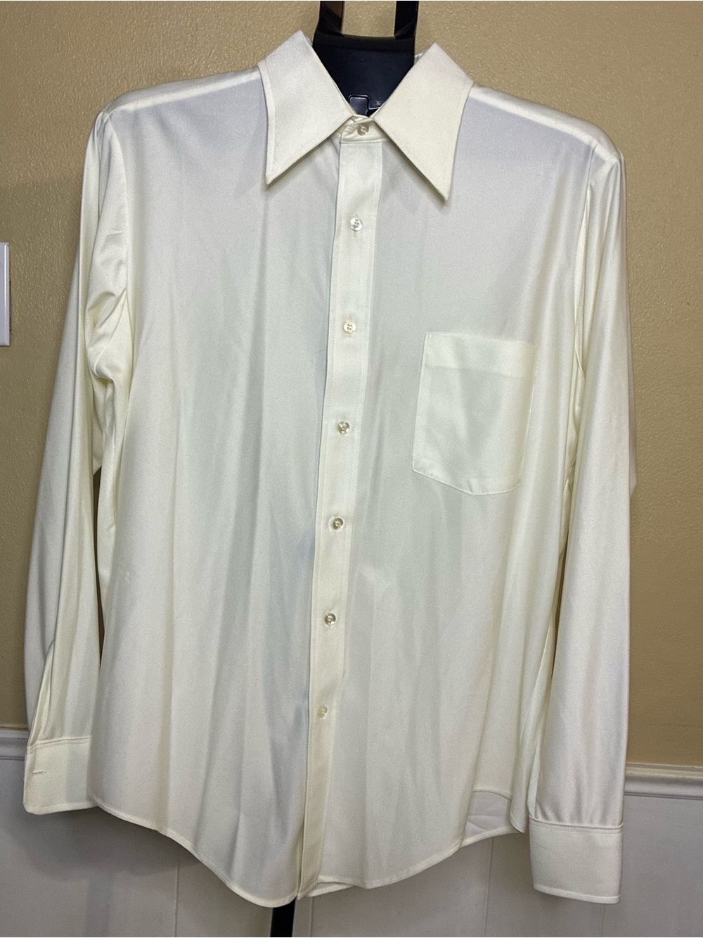 Men's Classic Point-Collar Long-Sleeve Dress Shirt in Cream “Disco Shirt”